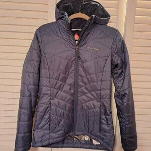 COLUMBIA OMNI HEAT BLUE HOODED INSULATED JACKET SMALL